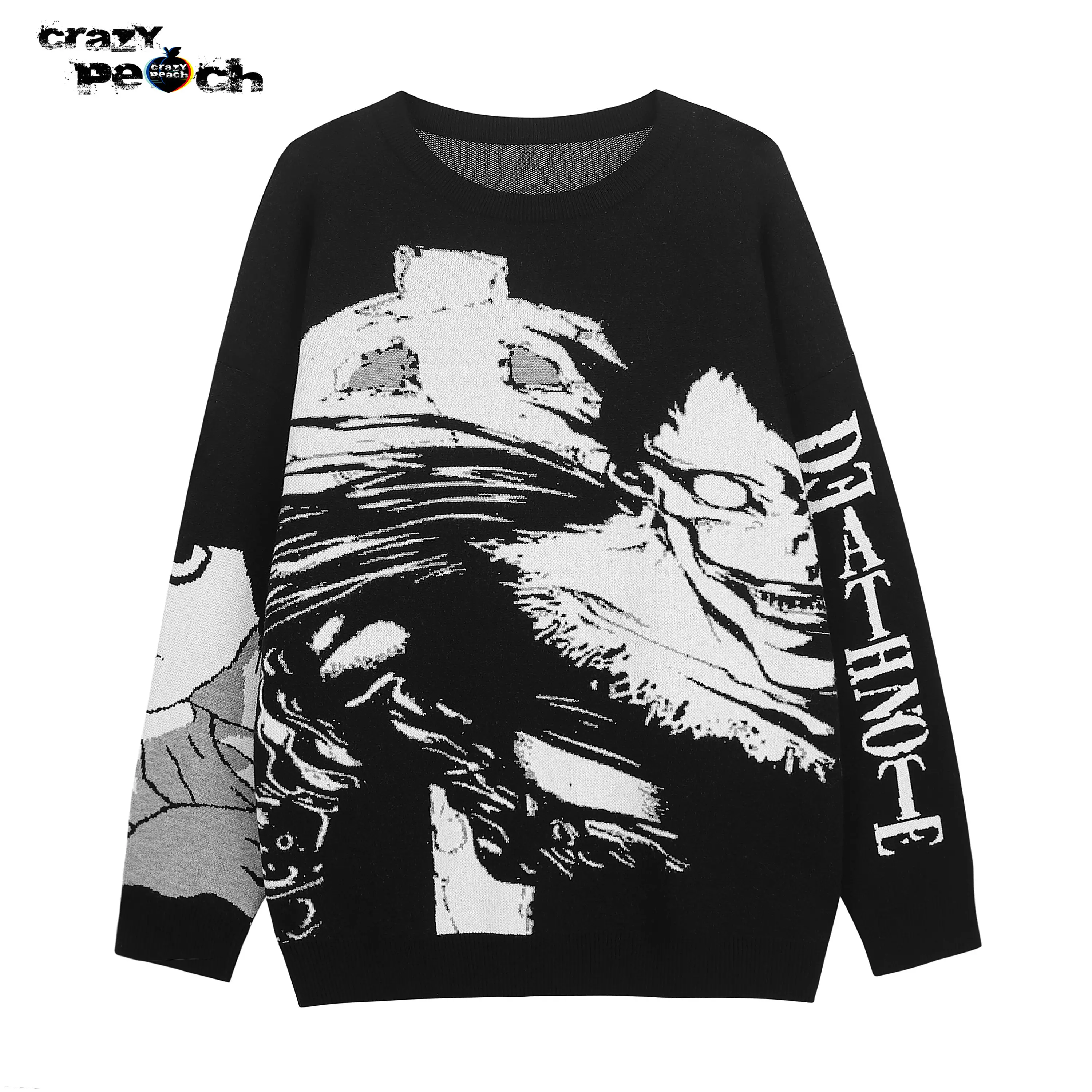 

Y2k Gothic Death Note Anime Sweater Mens Streetwear Pullover Autumn Winter Oversized Digital Knitted Harajuku Graphic Sweater