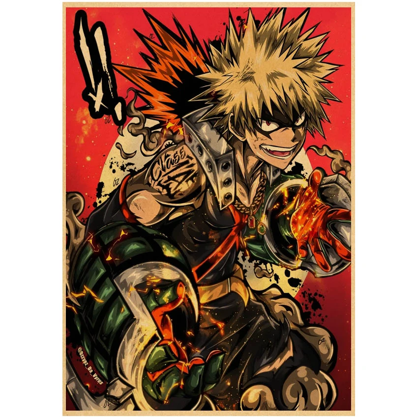 Плакат с мотивом аниме Моя геройская Академия винтажная крафт-бумага высокое