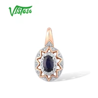 vistoso genuine 14k 585 rose gold pendant for women sparkling diamond blue sapphire luxury necklace pendant wedding fine jewelry