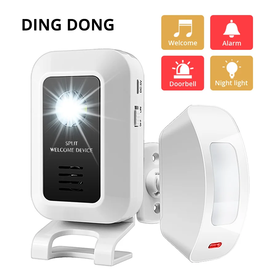 Беспроводной дверной звонок для гостей FUERS 433 МГц занавес датчик движения PIR