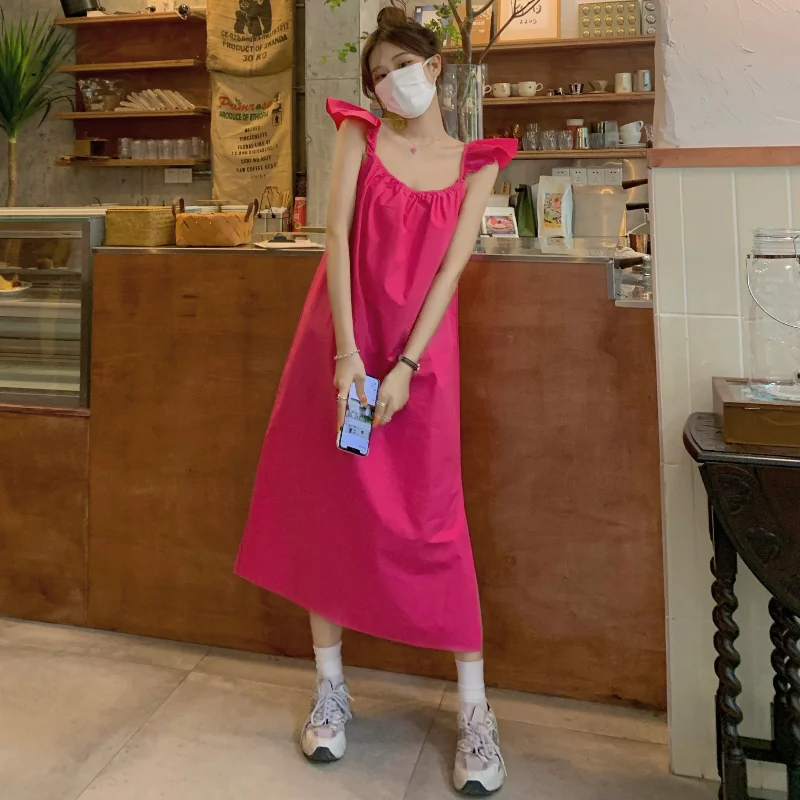 

Платье женское трапециевидное в стиле ретро, элегантная длинная свободная юбка с лацканами, на бретельках, с завышенной талией, в французск...