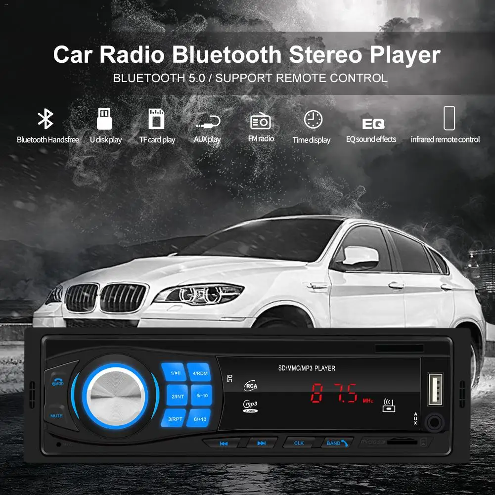 Радио автомобиль 12 в автомобильное радио FM радио Bluetooth стерео плеер Hands-free Звонки дистанционное управление SD USB AUX MP3 плеер флэш-диск