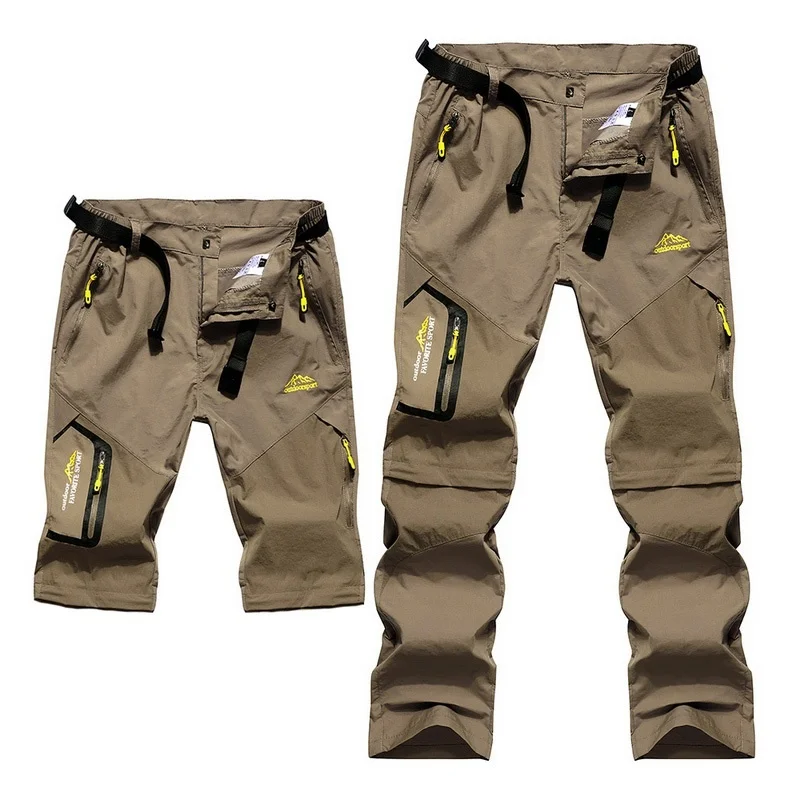 

Брюки-карго SHZQ мужские быстросохнущие, съемные дышащие штаны, тактические штаны для активного отдыха, походов, весна-лето