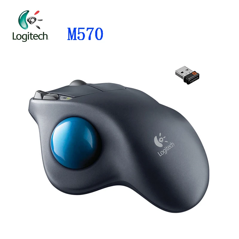 Logitech-ratón inalámbrico M570 2,4G para juegos, Mouse óptico con Trackball ergonómico, para Windows 10/8/7 Mac OS, compatible con prueba oficial