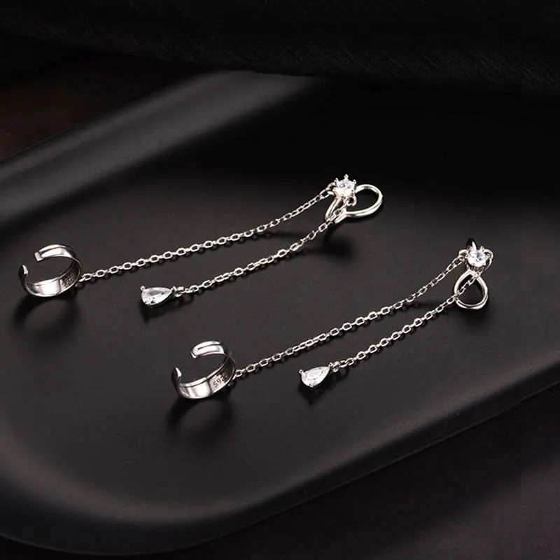 Серьги-Клипсы из настоящего стерлингового серебра 925 пробы с подвесками не