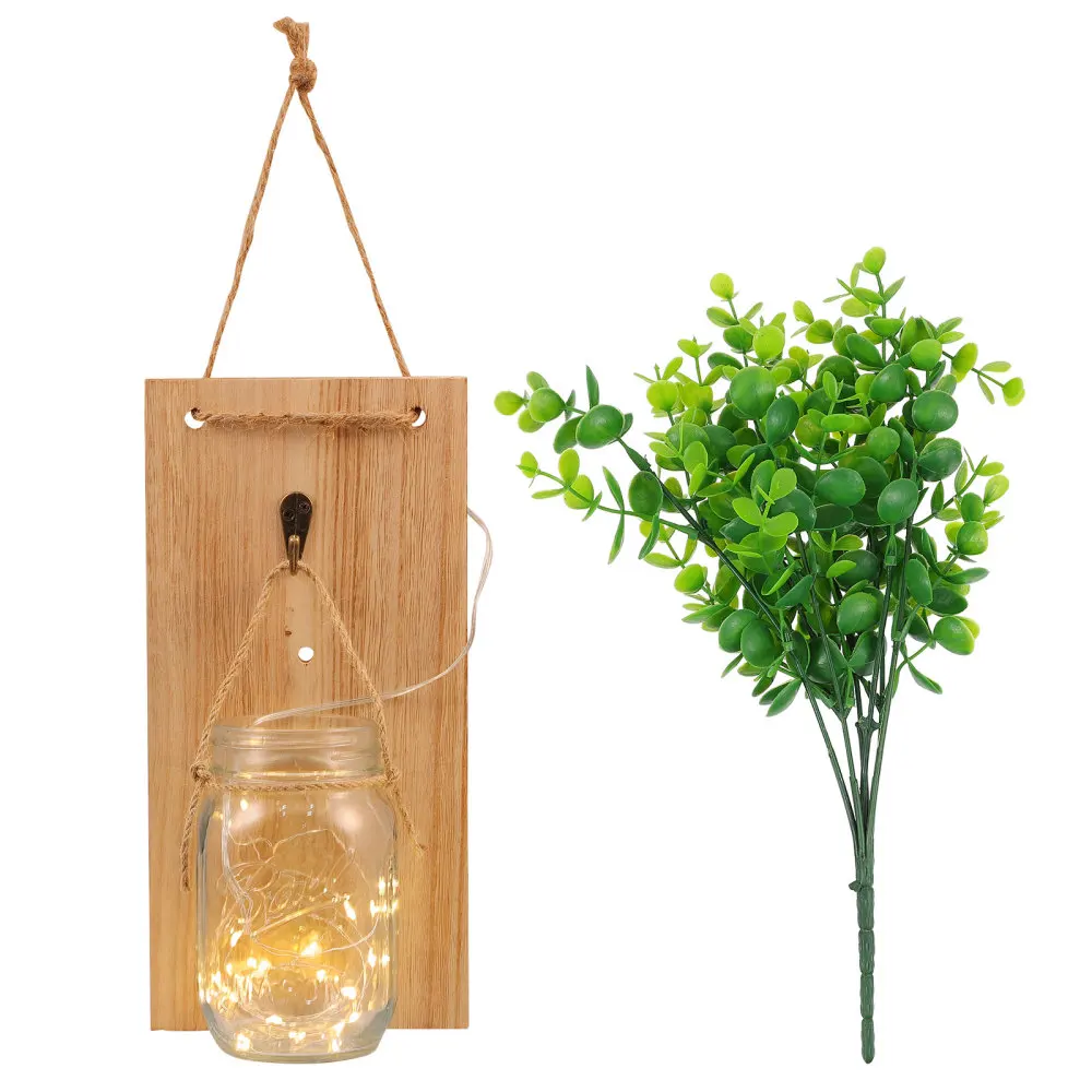 

2 Sets Remote Controlled Light Hanging LED Lights with Green Plant