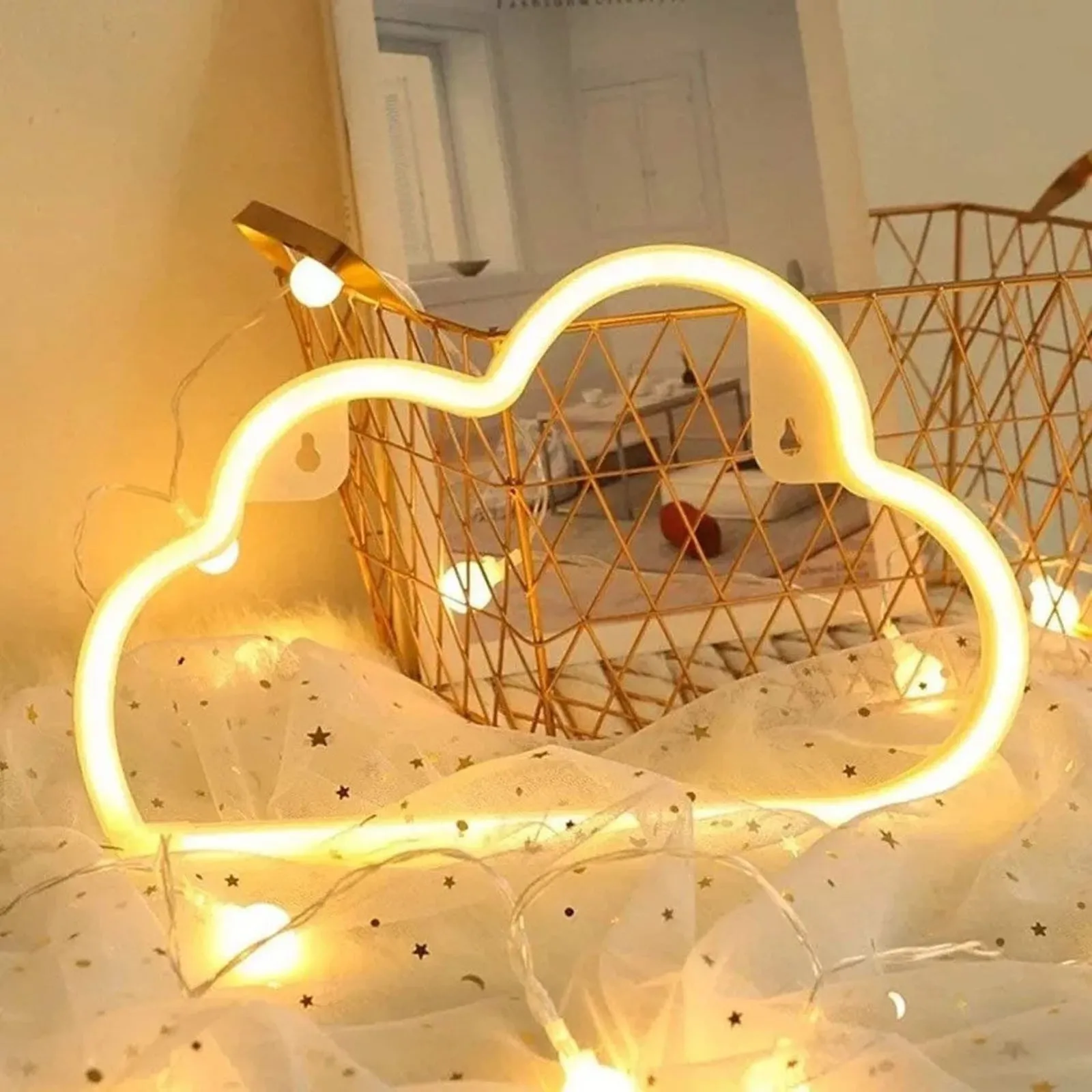 

Led Cloud Design Neon Sign Night Light Art Decorative Lights Plastic Wall Lamp For Home Room Holiday Lighting Xmas Party