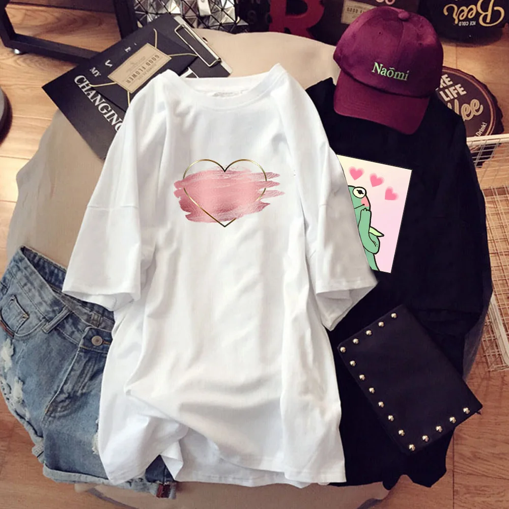 Женское платье с принтом кошек и сердечек милое летнее футболка вечерние платья