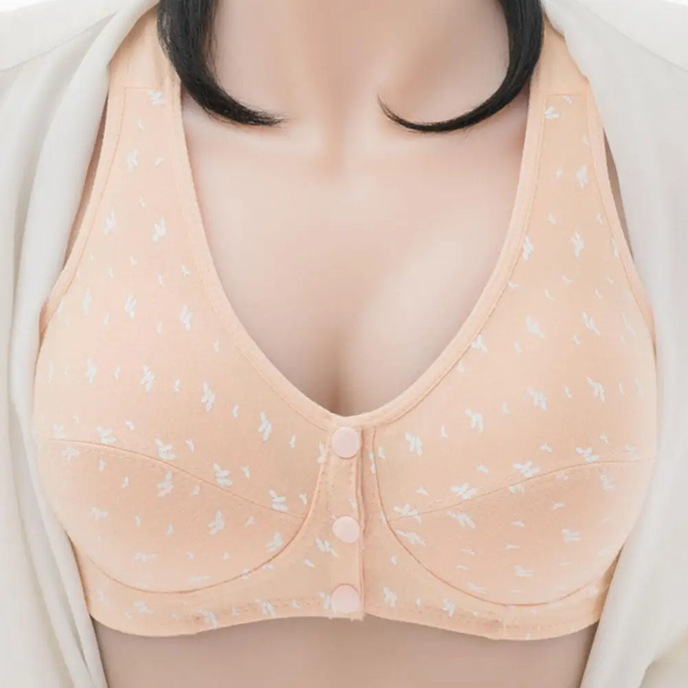 

1Pc Women Mother Wireless Cotton Bras Lingerie Front Closure T-Back Bra Soft Leisure Underwear Big Cup Plus Size