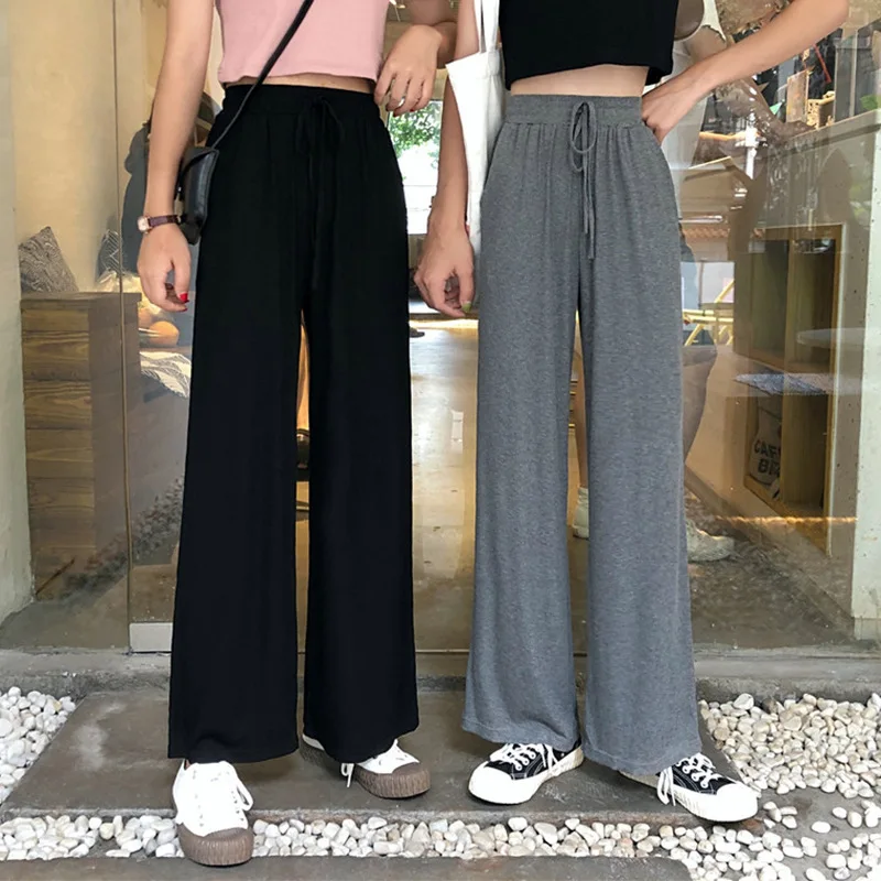 

Soft Comfort Women Pants 2020 New High Waist Casual Summer Slacks Pants Women Ice Silk Ankle-Length Long Trousers Female Slacks