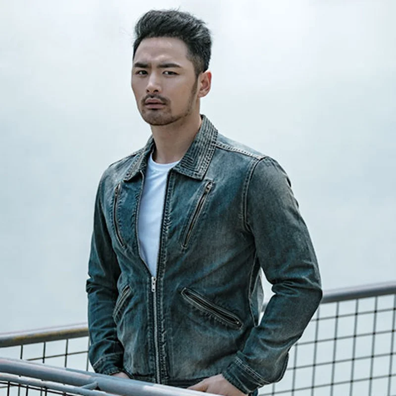 Мужской джинсовый костюм в европейском стиле свободные мужские джинсовые пальто