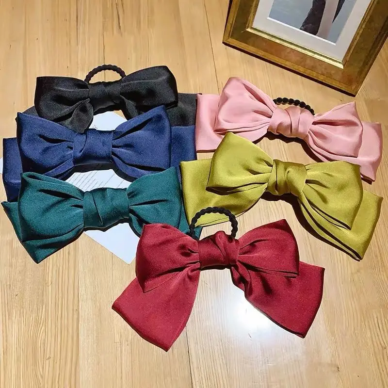 Женская двухслойная Заколка-пряжка с бантом мягкая шелковая атласная заколка