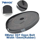 Синхронный ремень синхронизации POWGE, 5 метров, GT 3MGT 3GT, ширина 15 мм, 3GT-15, резиновый шкив 3KC GT3 для 3D-принтера