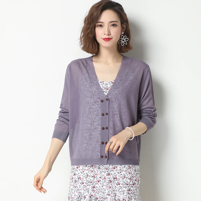 Spring dress 2020 women's ice silk knitted cardigan short cape with air conditioning shirt thin coat skirt |