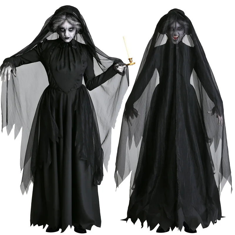 

Halloween Cospaly Masquerade Long Dress Adult Halloween Fear Ghost Dark Horror Vampire Witch Dead Corpse Zombie Bride Costumes