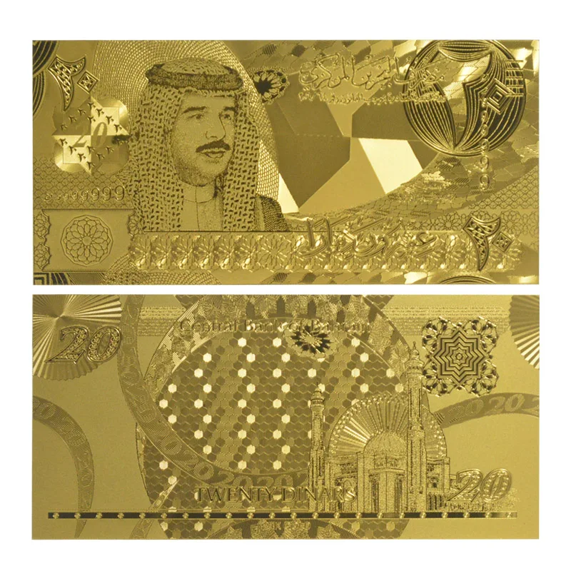 

AAA Unique Colored Gold Banknote High Quality 24K Gold Bahrain Bill Banknote .999 Gold Paper Banknote Gift for Collections