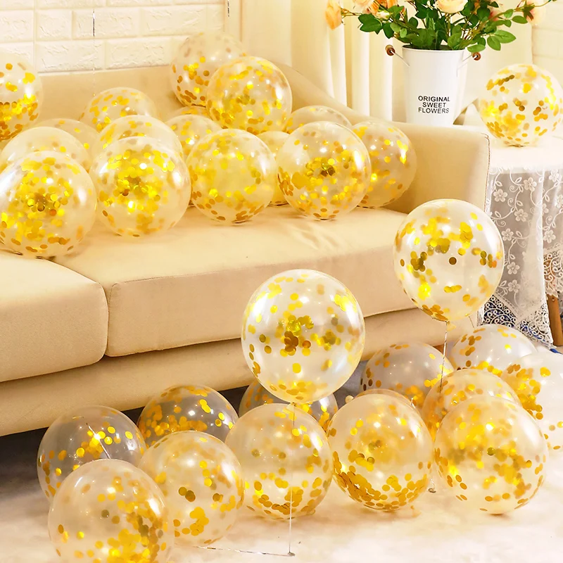 

5pcs/lot 12inch Shining Confetti Latex Balloons Wedding Birthday Party Decoration Air Glitter Ball Baby Shower Helium globos