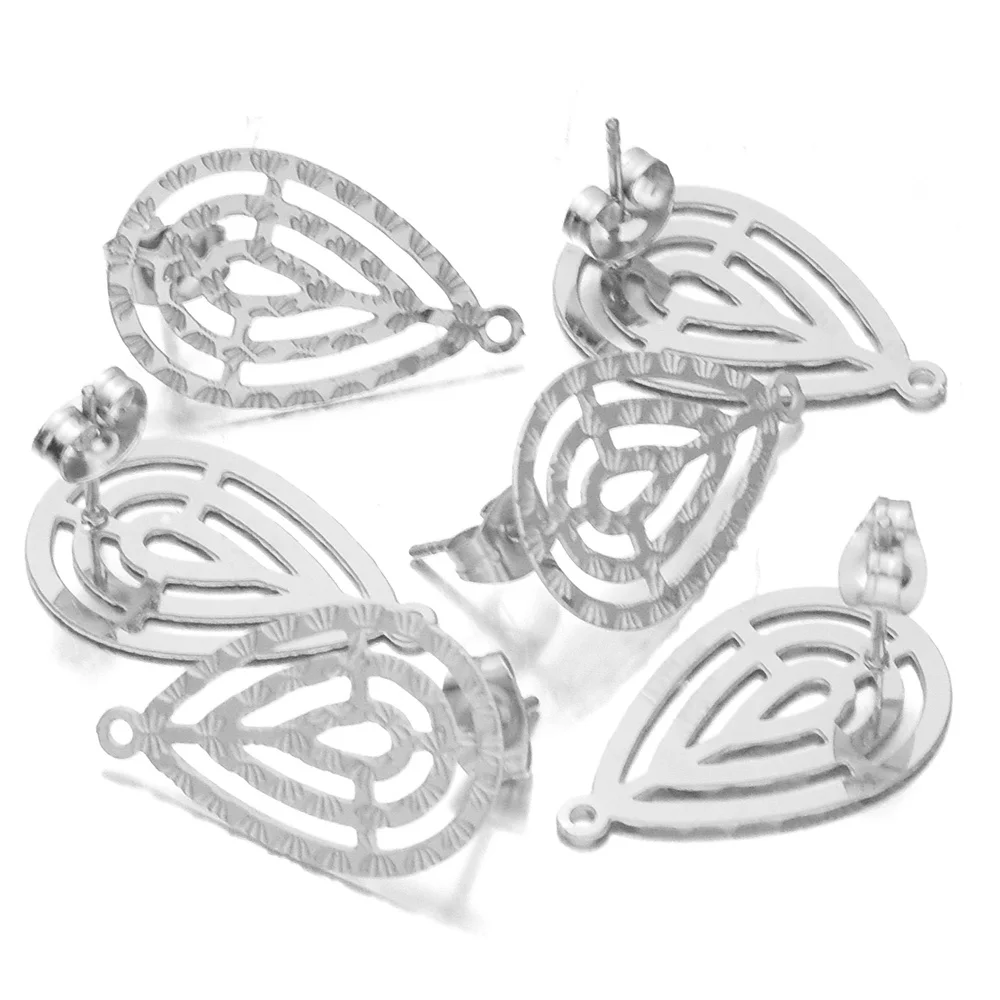 10 шт./лот из нержавеющей стали полые серьги в форме капли золотистого цвета