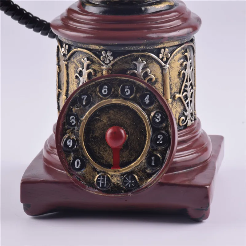 

[New] Vintage Sculpture Simulation Golden telephone saving pot model Statue Art Carving Resin artware Figurine Home Decorations