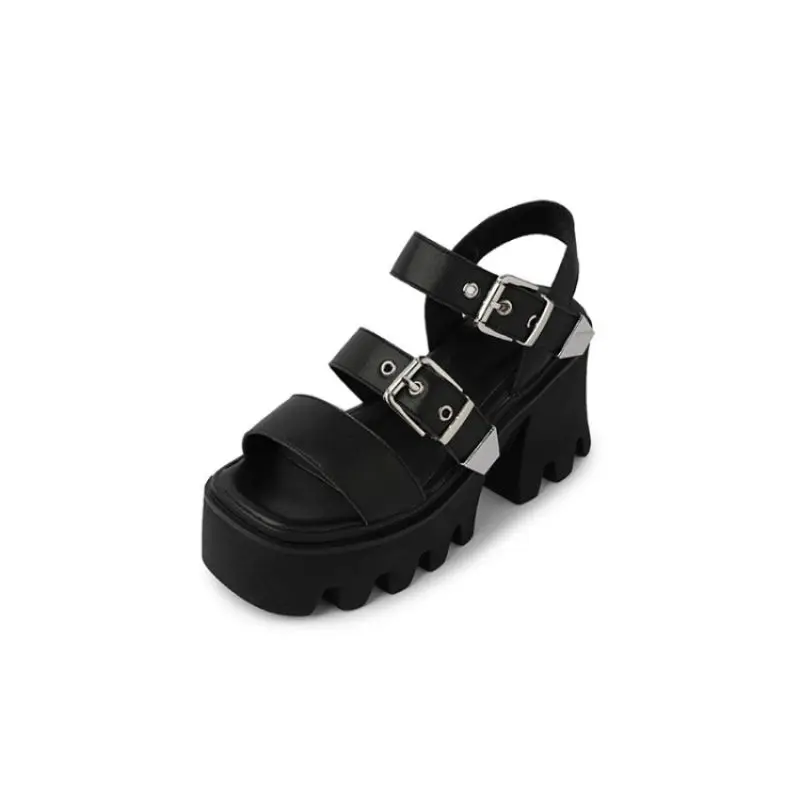 

Сандалии женские кожаные на высоком каблуке 9 см, босоножки с пряжкой, Нескользящие, Повседневная Базовая обувь, цвет белый/черный, лето, 2021