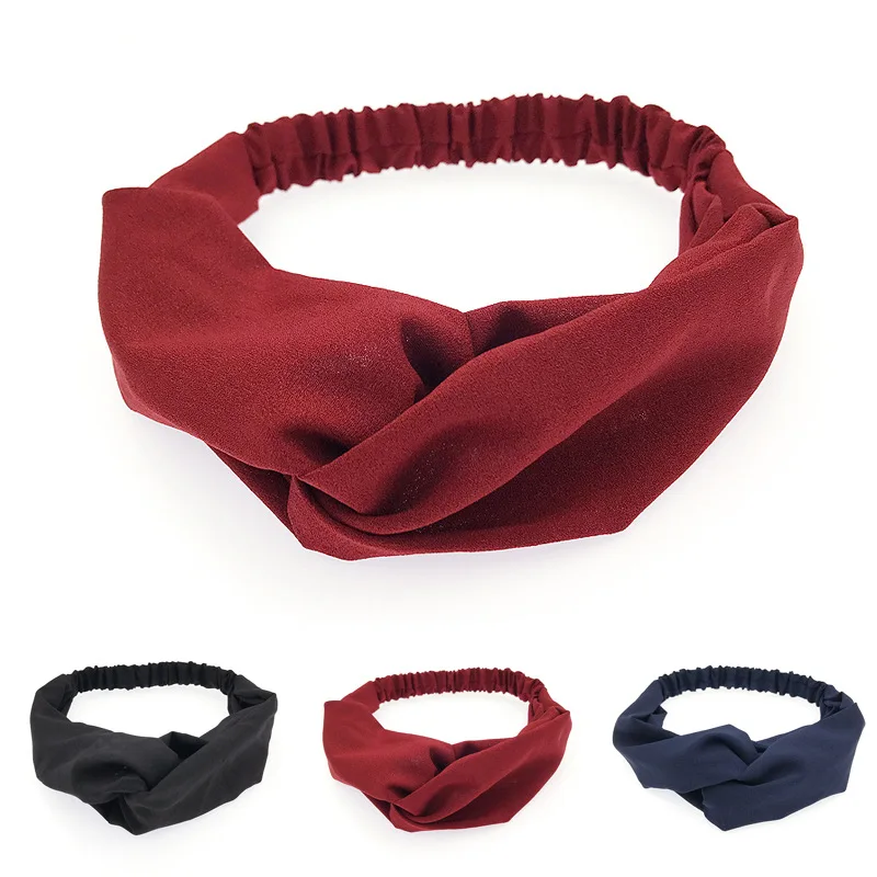 Повязка для волос женская замшевая мягкая эластичная однотонная винтажная лента