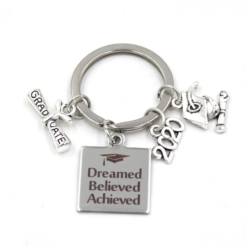 

1PC Stainless Steel Key Ring 2020 Graduation Key Chain Keyring Gifts for Graduates Gift Jewelry Women Men Gifts