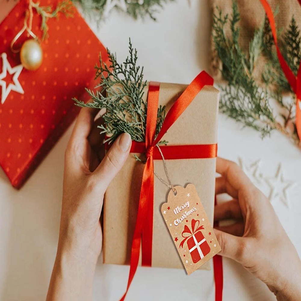 С надписью &quotMerry Christmas&quot 200 шт. на свадьбу Рождество вечеринку ручная работа