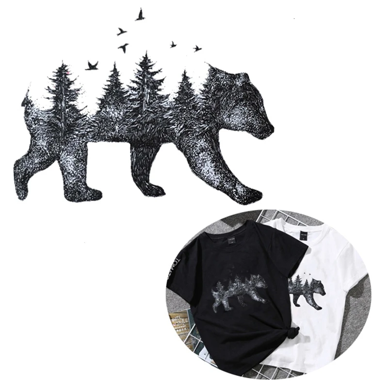 Наклейки на одежду и сумочку лесной медведь | Дом сад