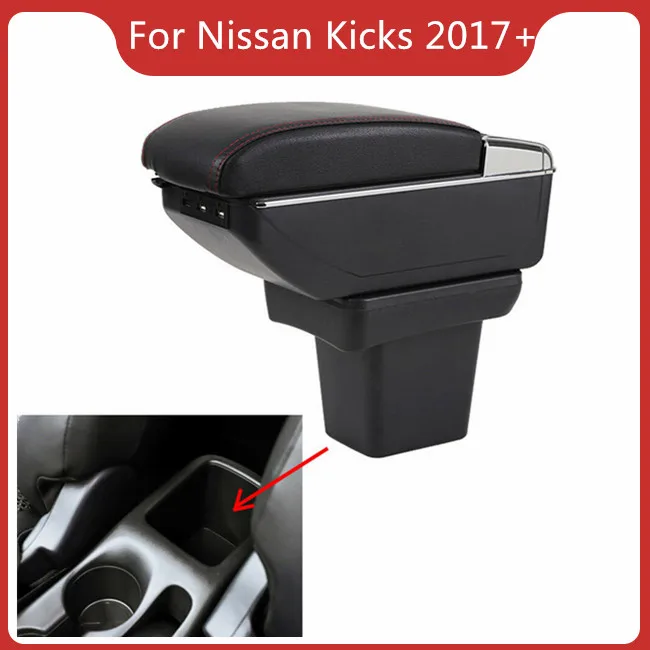 

CAR ARMREST FOR NISSAN KICKS 2017+ Car Accessories Console Box Center Arm Rest With Cup Holder Ashtray Storage Box