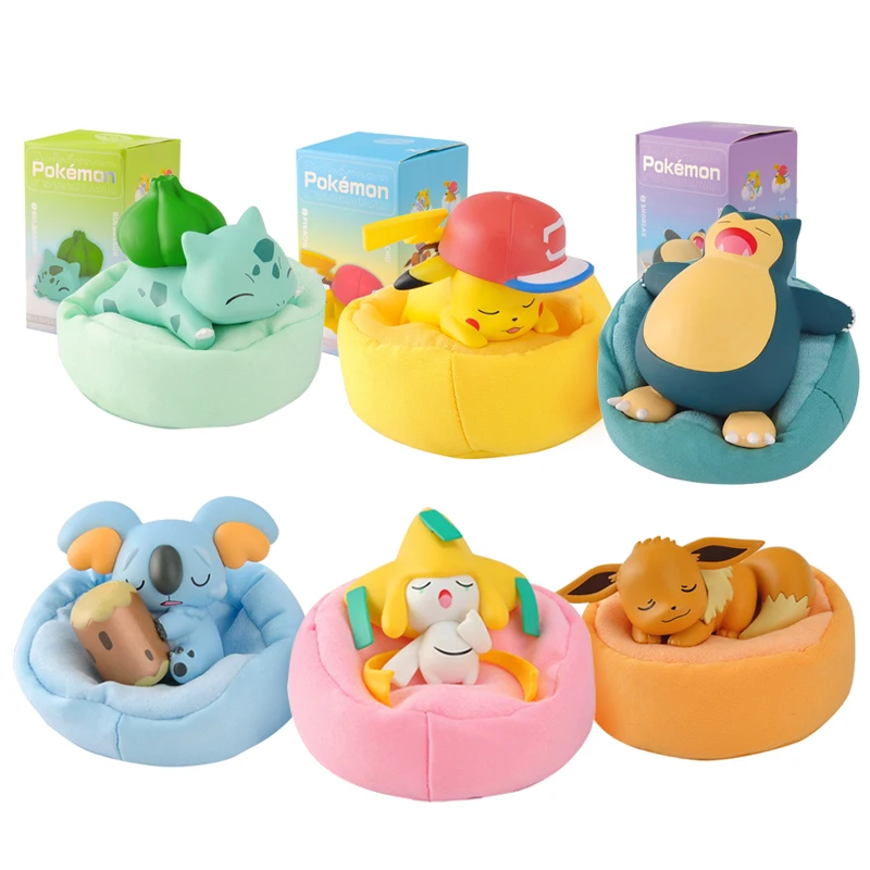 Genuine Pokemon Starry Dream Cartoon Anime Figure Model With Plush Base Pikachu Eevee Bulbasaur Snorlax Jirachi Komala Doll Toy | Игрушки и