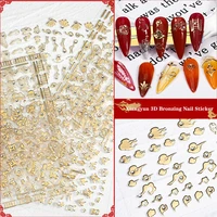 1 diamond nail stickers chinese style golden cloud design acrylic letter stickers adhesive nail stickers decorative accessories