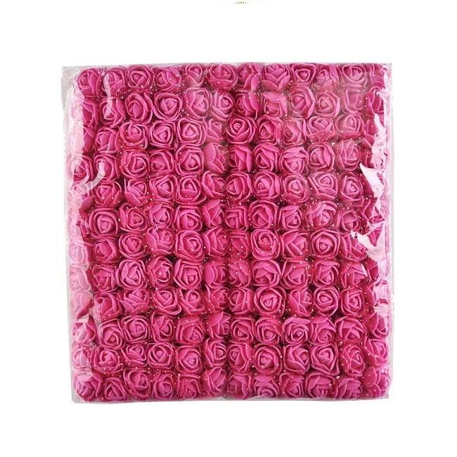 Rose Red 144 шт./пакет мини Пена розы многоцветные цветочные головки искусственный свадебный цветок Рождественские Цветы DIY вечерние домашние Декорации праздничные - Цвет: Rose Red