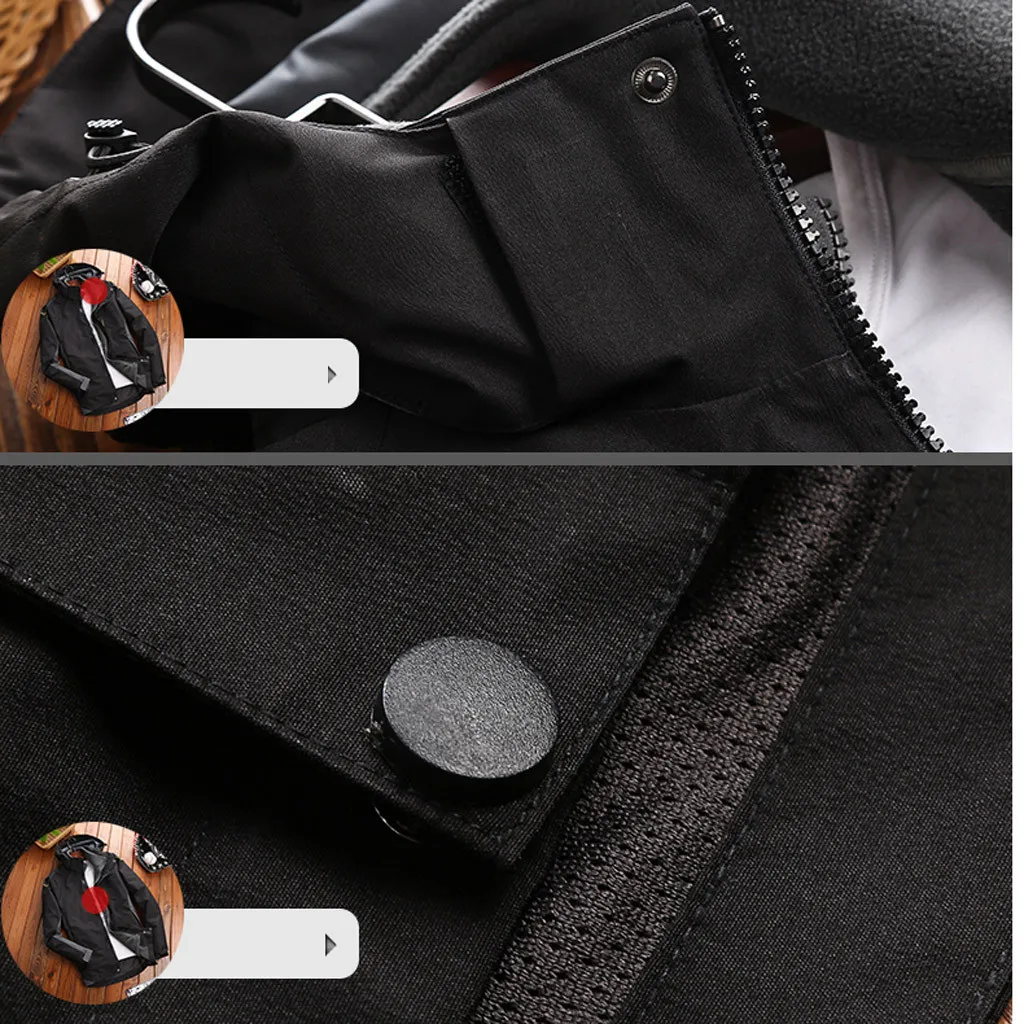 Men Fashion Hoodie Hat Detachable Windbreaker Waterproof Jacket Breathable Sport Outdoor Coat Softshell Fleece Jacket Mujer