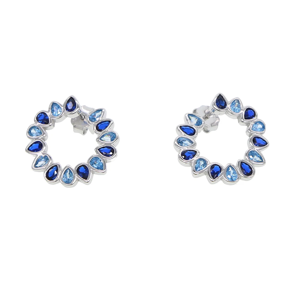 Multi-Colored Red Green Blue Natural Zirconia Stud EarringS Delicate FlowerS S925 Silver Women FaShion Ear Jewelry | Украшения и