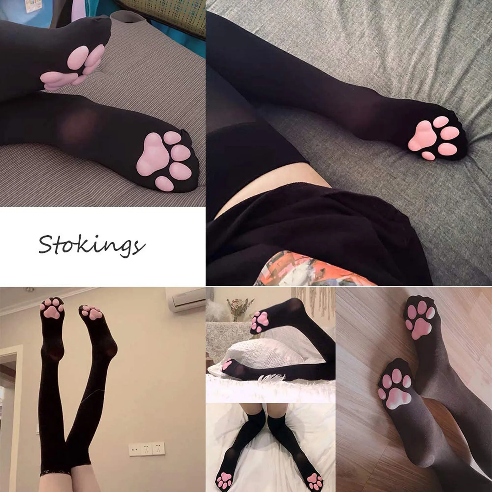 

New Cat Paw Socks For Women Girls Kawaii 3d Cat Claw Toe Beanies Cute Gift Lolita Pawpads Cosplay Cat Paw Pad Thigh High Socks