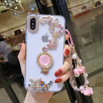 Бабочка и кольцо с камнем держатель стенд букетом на свадьбе чехол для samsung A9 A8 A6