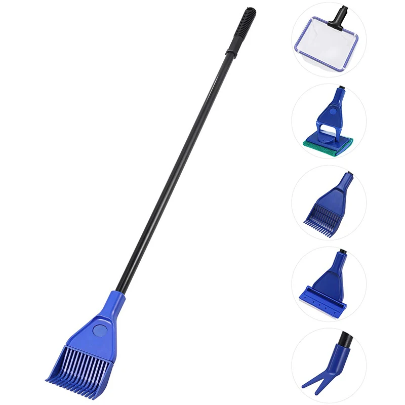 

5 в 1 стеклянная аквариумная стеклянная щетка для аквариума, аквариумная сетка с длинной ручкой, средство для очистки аксессуаров для аквари...