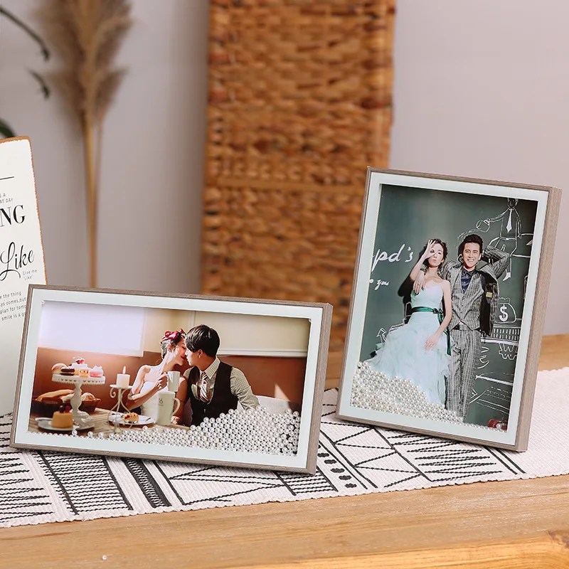 

Solid Wood Photo Frame European Style Simple 6 7-inch A4 Marriage Registration Photo Wooden Photo Frame Set Up on The Wall