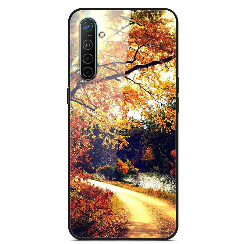 Чехол для Oppo Realme X2, чехол из закаленного твердого стекла для Oppo Realme XT X2 Pro, чехол, мягкий силиконовый бампер с принтом - Цвет: Цвет: желтый