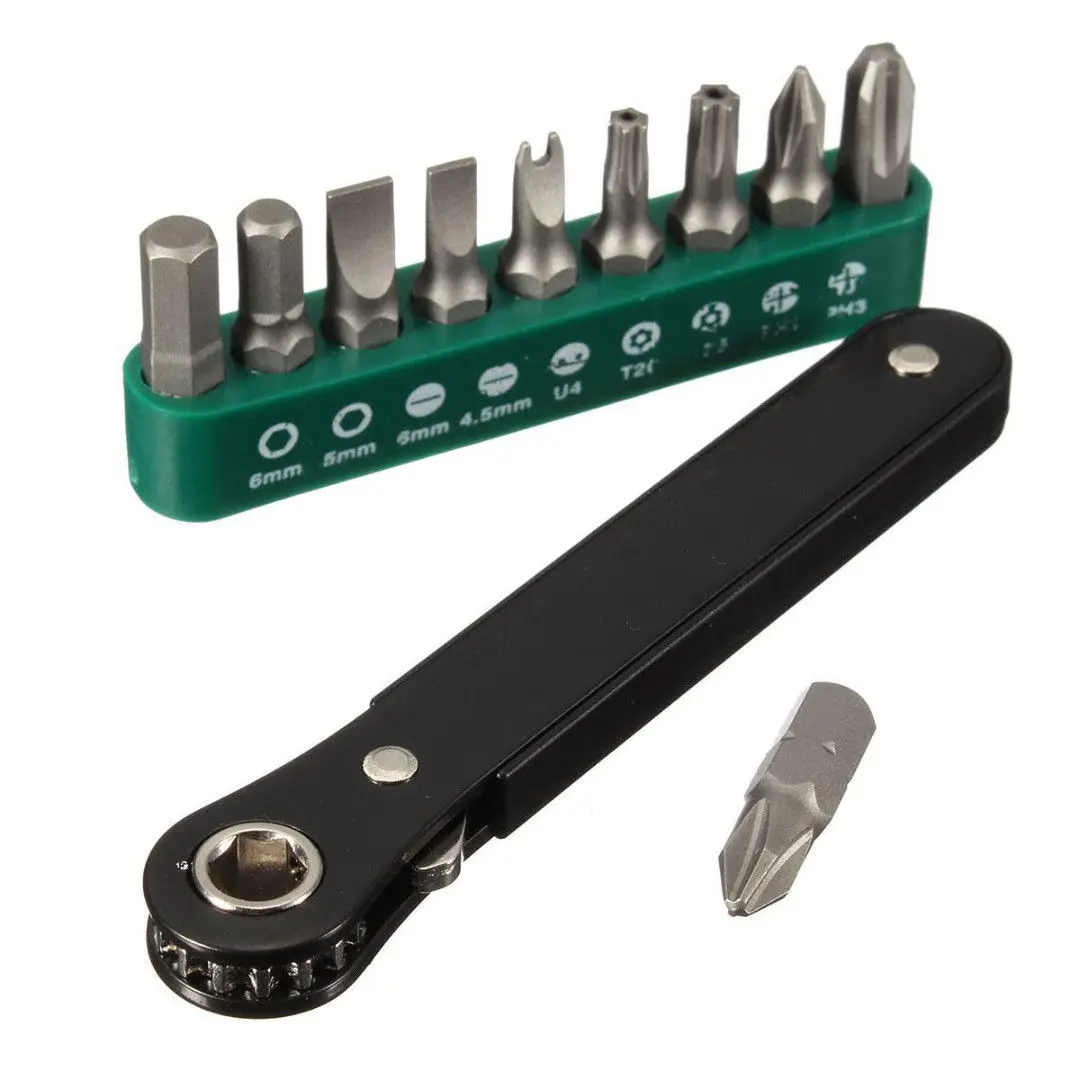 

DIY Ratchet Screwdriver Repair Gadget Disassemble 10 in 1 Mini Right Offset Handheld Set Angle Outdoor