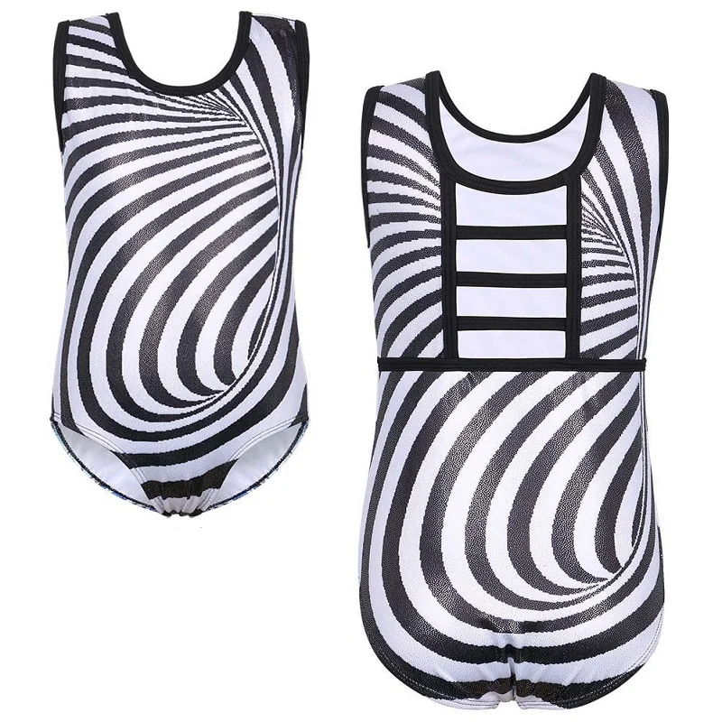 B228 StripeBlack BAOHULU/детское балетное трико без рукавов с треугольным 3D рисунком, танцевальное боди, цветное гимнастическое трико для девочек, балерины - Цвет: B228 StripeBlack