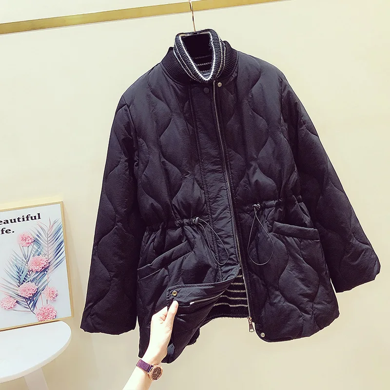 WSYORE Новая зимняя Женская куртка с Бейсбольным воротником приталенная на утином