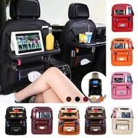 car back seat organizer storage bag with foldable table tray tablet holder tissue box auto back seat bag protector accessories