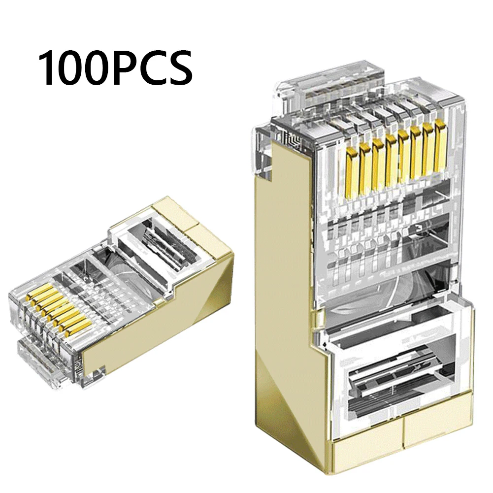

100pcs CAT6 RJ45 Gigabit Crystal Head Plug with Shielded Modular Connector