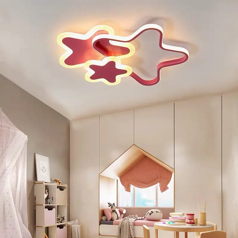 

LED Ceiling Light for Children's Room Modern Pentagram Boys Girls Bedroom Hanging Lamps White Pink Nursery Kids Lighting ZM1019