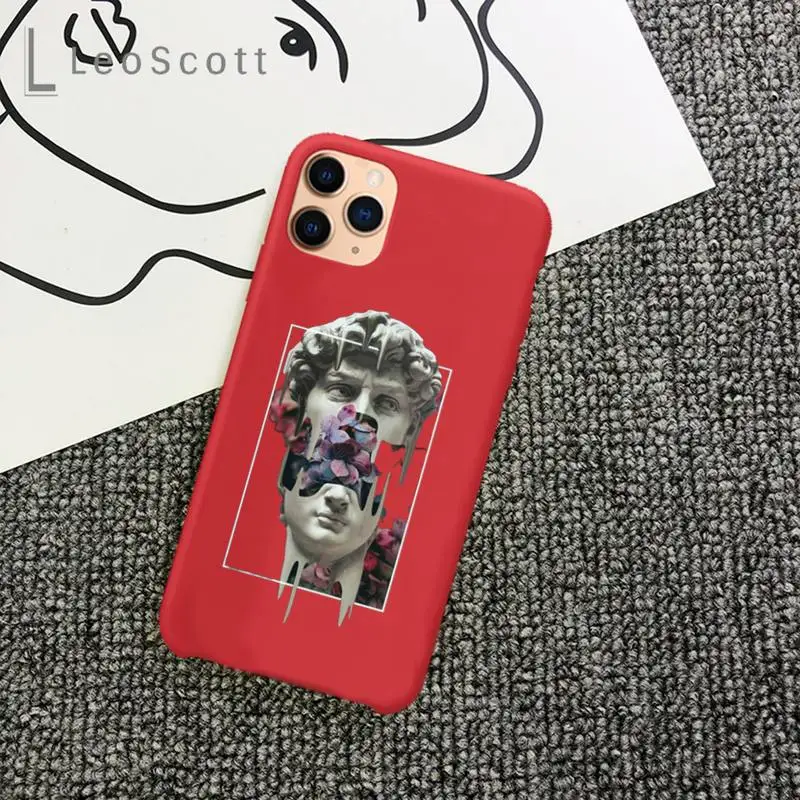 

Great Art Aesthetic David Mona Lisa Phone Case Candy Color for iPhone 11 12 mini pro XS MAX 8 7 6 6S Plus X 5S SE 2020 XR