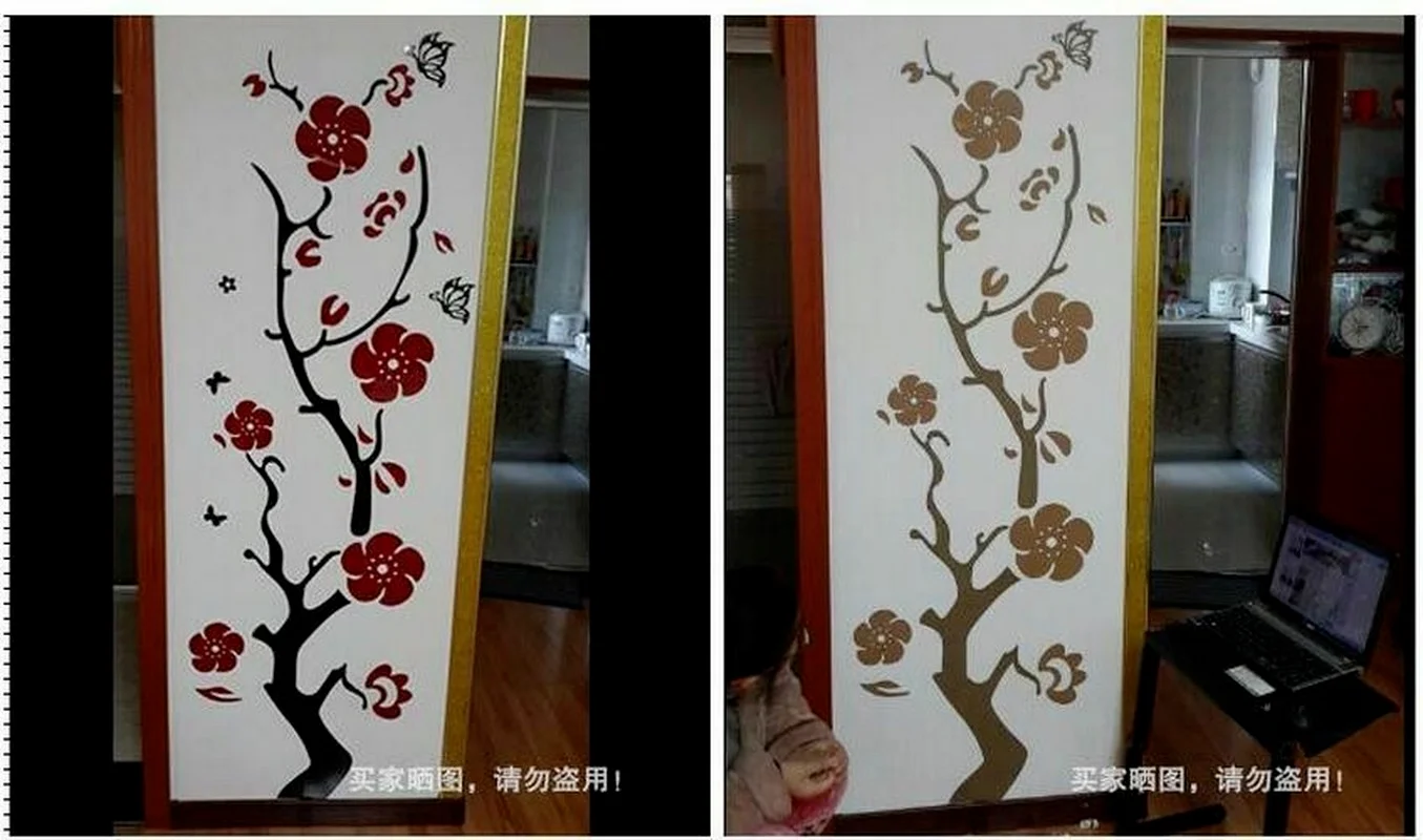 

3D Plum Blossom Pattern Wall Stickers Living Room Bedroom Fashion Decals Family Atmosphere Beautifully Decorated Wall Stickers