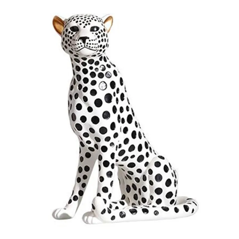 

Yayoi Kusama Wave Point Simulation Cheetah Resin Art&Craft Leopard Statue Creative Large-scale Animal Home Decorations