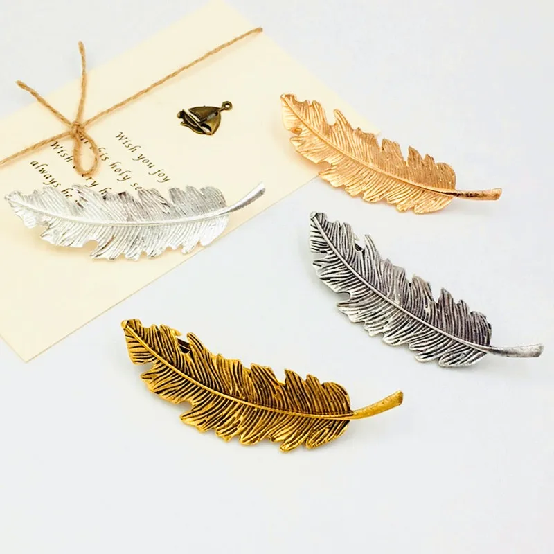 2019 Ретро корейский модный женский лист перо заколка для волос металлическая