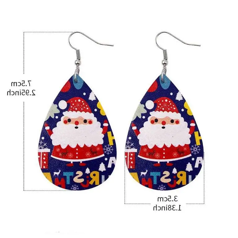 

New Christmas Ornaments Festive Party Favor Christmas Earrings Christmas Snowman Deer Print Leather Earrings Holiday Gift